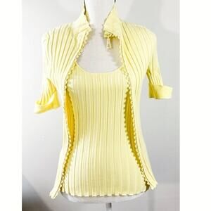 Vintage Patchington Canary Yellow Tank Top/Cardigan Combo - Size M